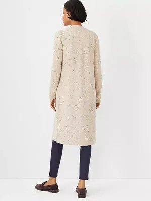 NWT Ann Taylor Womens Size Large Beige Marl Knit Longline Cardigan Sweater NEW thumbnail 2