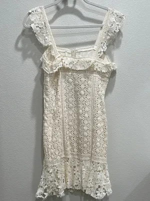 Free People White Crochet Tie-Front Mini Dress Size 2 thumbnail 6