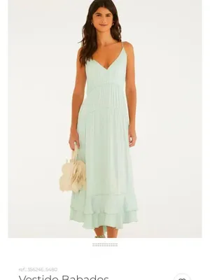NWOT Farm Rio Tiered Ruffled Sleeveless V-neck Midi Dress Green Sz L thumbnail 2