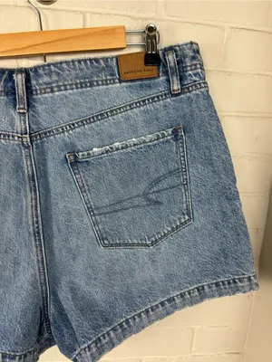 American Eagle Cotton Denim Mom Shorts Plus Size 16 thumbnail 12