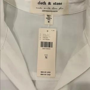New With Tags Cloth & Stone White Anthropologie Blouse Sz M thumbnail 4