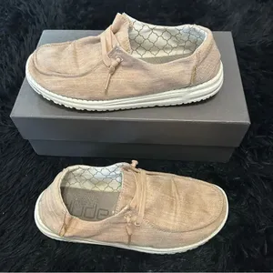 HEY DUDE tan glitter casual shoes sneakers women’s 8 thumbnail 8