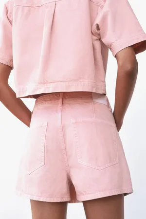 Zara NWT Pink Z1975 WRAP DENIM SKORT. Size Medium thumbnail 4