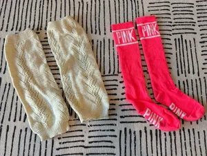 Victoria's Secret Pink and Cream Sock and Boot Sock Set thumbnail 1