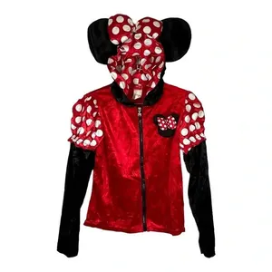 Disney Minnie Mouse Costume Hoodie Adult Small Red Polka‎ Dot 3D Ears Bow Zip Up thumbnail 3