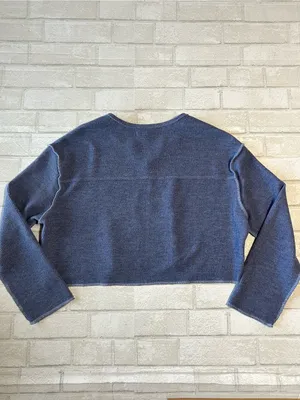 Urban Outfitters Blue Cropped Knit Sweatshirt - Size S thumbnail 2