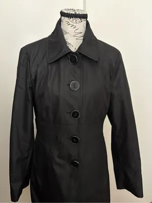 Kenneth Cole Black Button-Front Long Trench Coat thumbnail 3