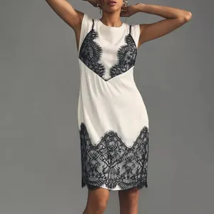 NWT Anthropologie Maeve Lace T-Shirt Dress Black White XS thumbnail 2