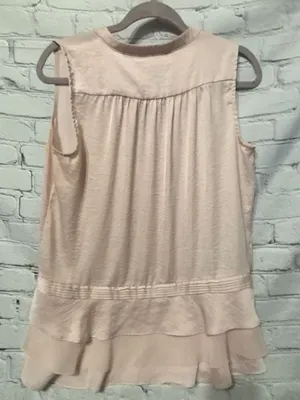 Banana Republic Satin Ruffle Hem Sleeveless Blouse Pink Size M thumbnail 3