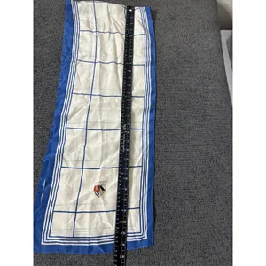 Vintage Lauren Ralph Lauren Scarf Ivory Blue Windowpane Crest Rectangular Preppy thumbnail 8