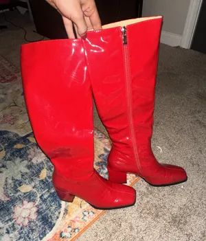 Knee High Red Boots Size 7 thumbnail 1