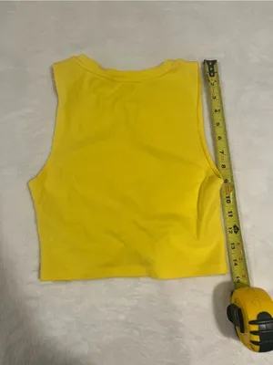 Zara Vibrant Yellow Twist Front Cropped Tank Top - Medium thumbnail 2