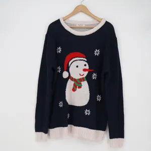 Reliant Distributing Navy Blue Snowman Ugly Christmas Sweater Holiday Knit L/XL thumbnail 2