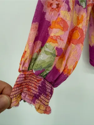 RACHEL Rachel Roy Pink Floral V-Neck Tassel Peasant Blouse thumbnail 2