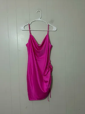 Hello Molly Mad About Me Satin Mini Dress Hot Pink Size S NWT thumbnail 4
