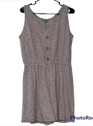 Good Luck Gem Versona large womens soft taupe striped shorts romper sleeveless thumbnail 9