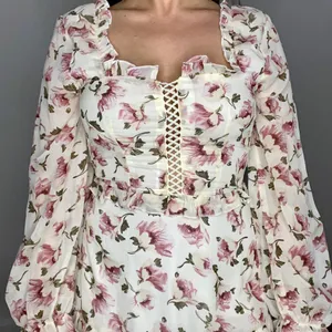 Missguided lace up ruffle dress floral NWT thumbnail 3