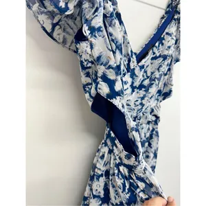 Aqua Dress Womens Size XS Formal Gown Maxi Tiered Blue White Metallic NWT‎ thumbnail 10