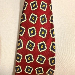 Vintage Brooks Brothers Makers England Men's Tie Silk Red Geometric Necktie thumbnail 3