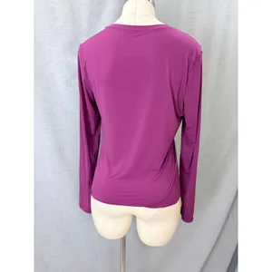 Yitty Long Sleeve Top L Magenta Purple Crew Neck Stretch Layering Tee thumbnail 3