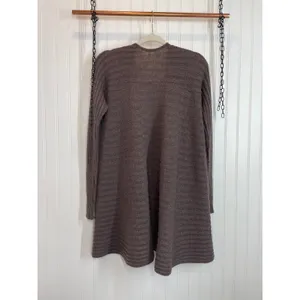 Free People Brown Knit Ribbed Open Front Wool Blend Long Sleeve Cardigan Size S thumbnail 4