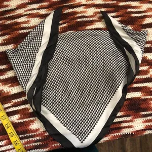 Black white houndstooth gingham plaid scarf headwrap #classy #glamour #whimsygoth #gothic #coquette grunge retro Measurement in pics thumbnail 5