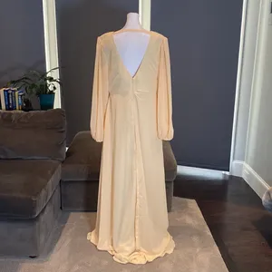 Women’s Full Length Chiffon V-Neck Zip Up Back Formal Dress Leg Split Size 14 thumbnail 5