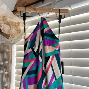 Festival party colorful Geometric Chain Strap open back halter Mini Dress M thumbnail 2