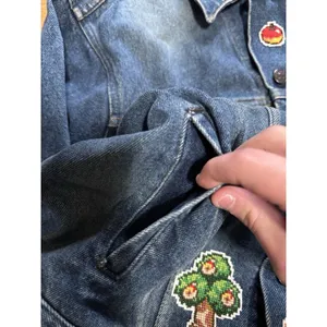 Gap Factory Store Women SZ Small Jean Denim‎ Jacket Animal Crossing Patches READ thumbnail 13
