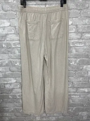 Old Navy High Rise Wide-Leg Linen Pull-On Pants in Light Beige thumbnail 3