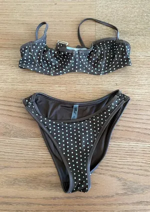 Polka Dot Brown Bikini Set - Women's Swim thumbnail 1