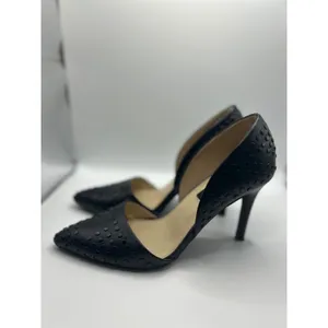 French Connection Black Studded Leather d'Orsay Pointed Toe Stiletto Heels 4in‎ thumbnail 2