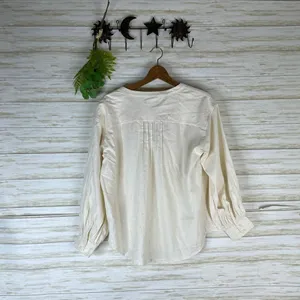J. Crew Ivory Speckled Splitneck Peasant Puff Sleeve donegal flannel Blouse thumbnail 6