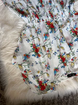 Pleated floral print mini dress thumbnail 4