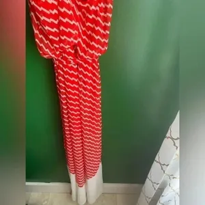 CLEARANCE! Pink Owl Maxi Dress Halter Top Red‎ & White Boutique Size Small EUC! thumbnail 6