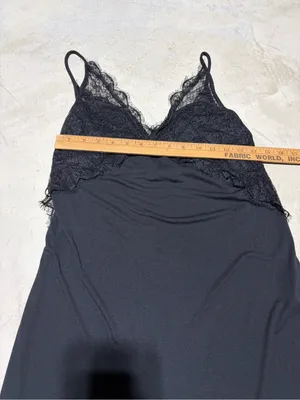 Zara Black Lace Trim long Slip Dress small thumbnail 4