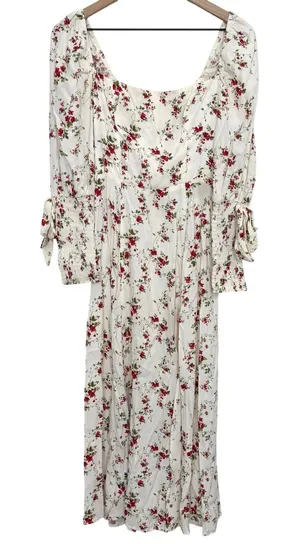 Reformation Dainy Floral Midi Dress White Red Size 2 thumbnail 1