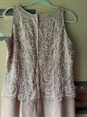 J Kara Blush Beaded Lace & Chiffon Maxi Dress thumbnail 2