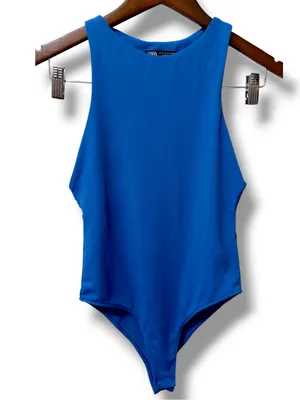 ZARA | EUC Turkey Bright Royal Blue High Neck Stretch Sleeveless Bodysuit (S) thumbnail 3