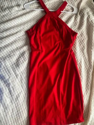 Red High neck Cocktail Dress thumbnail 1