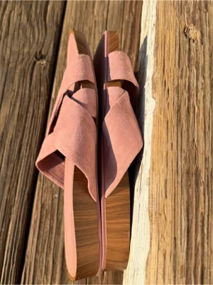 Cole Haan Pink Suede Criss Cross Slide Sandals Women’s Size 9B thumbnail 2