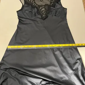 Vintage Sears Nightgown Women Medium Black Mesh Lace Satin Long Sleeveless Sheer thumbnail 14