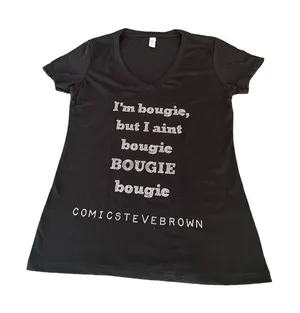 I am bougie, but I ain't bougie, Bougie rhinestones tee size Medium thumbnail 1