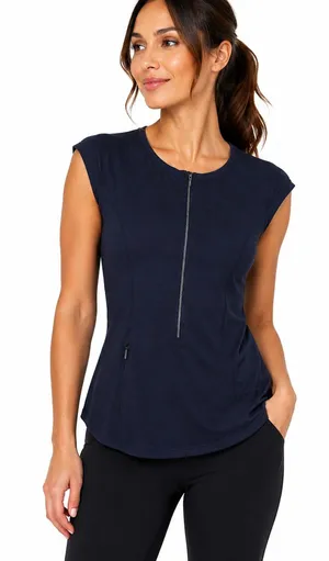 Athleta Navy Sleeveless Zip Front Athletic Top Women’s Medium thumbnail 1