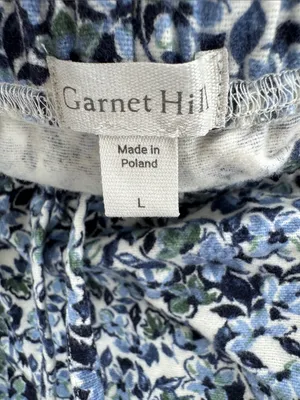 Garnet Hill Blue Green Floral Pajama set organic cotton long sleeve pants L/XL thumbnail 5