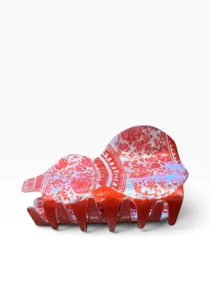 Free People ancient Find Hair Claw Clip Red & White Floral Vase MPN 96333364 thumbnail 3