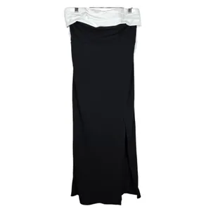 Lulus Fabulous Phenomenon Black White Strapless Bow Midi Dress Wedding Guest thumbnail 3