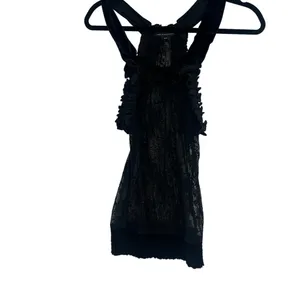 Urban Behavior Black Sheer lace Mesh Velvet Trim Y2K romantic Goth Clubwear M thumbnail 4