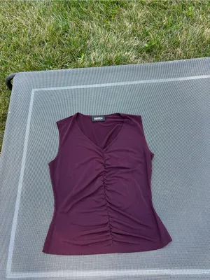Vintage Baranda Y2K medium purple Rouched 90's Babydoll Baby Tee‎ Top summer thumbnail 2