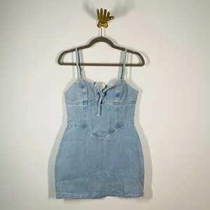 PrettyLittleThing denim mini dress with a sculpted corset-inspired fit thumbnail 3